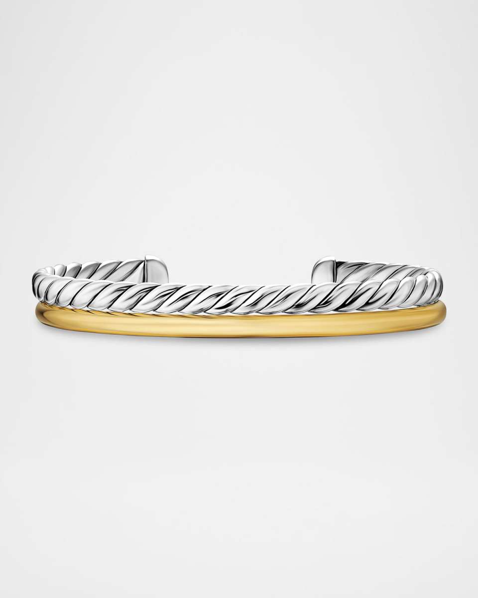 DY Mercer 2-Row Bracelet in Silver with 18K Gold, 8